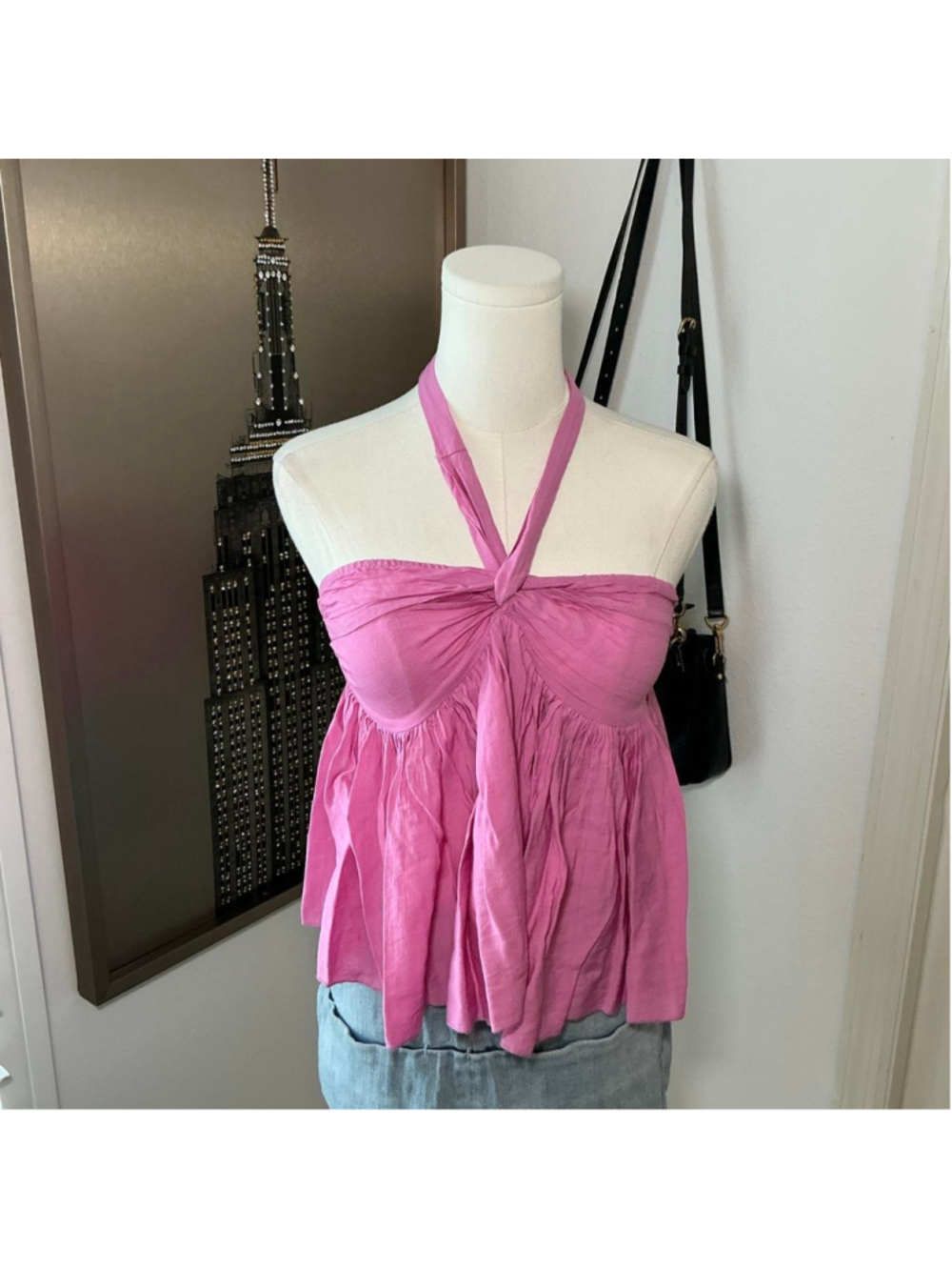 SHEIN Pink Halter Babydoll Top Size XS Y2K Coquette